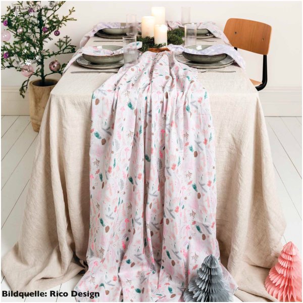 RESTSTÜCK 80cm !!! - Musselin - Zweige - grau neon - Nostalgic Christmas - Rico Design