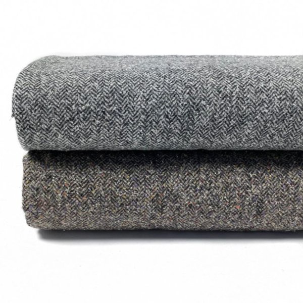 RESTSTÜCK 65cm !!! - Tweed - Camilla - Fischgrät - grau
