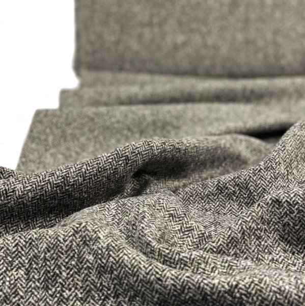 RESTSTÜCK 65cm !!! - Tweed - Camilla - Fischgrät - grau