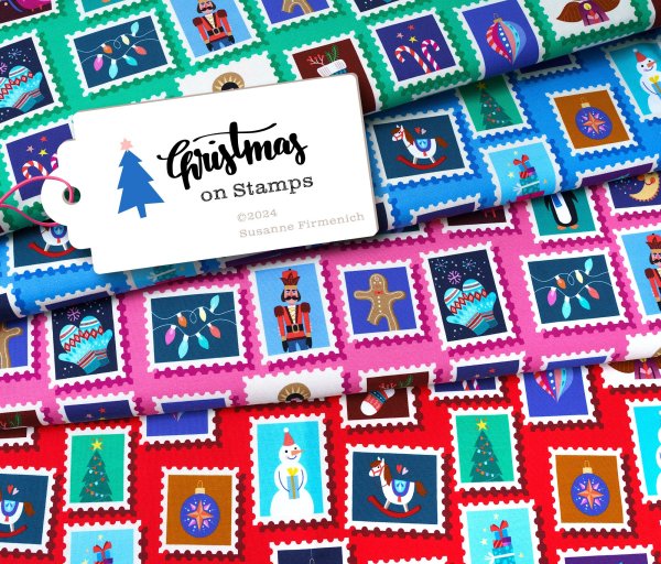 RESTSTÜCK 0,30m !!! - Bio Sweat - Stamps Col. 4 red - Christmas - Hamburger Liebe - Albstoffe