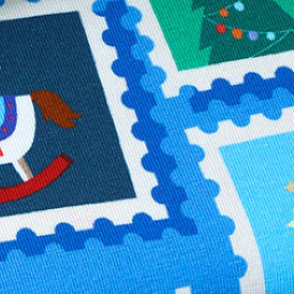 RESTSTÜCK 0,50m !!! - Bio Sweat - Stamps Col. 2 blue - Christmas - Hamburger Liebe - Albstoffe