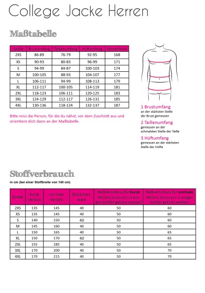 Papierschnittmuster - College Jacke - Herren - Fadenkäfer