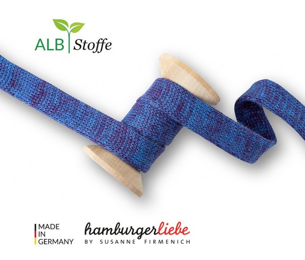 Bio Flachkordel - 1,2 cm - viola/bluette - A85/A04 - Albstoffe - Hamburger Liebe
