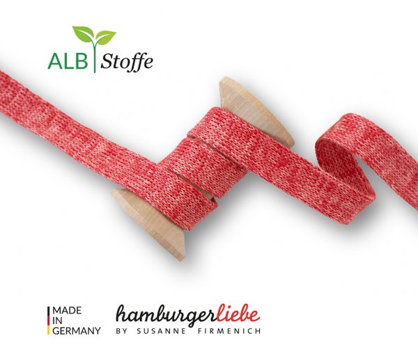 Bio Flachkordel - 2,0 cm - flamme/nude - A63/A81 - Plain Stitches - Albstoffe - Hamburger Liebe