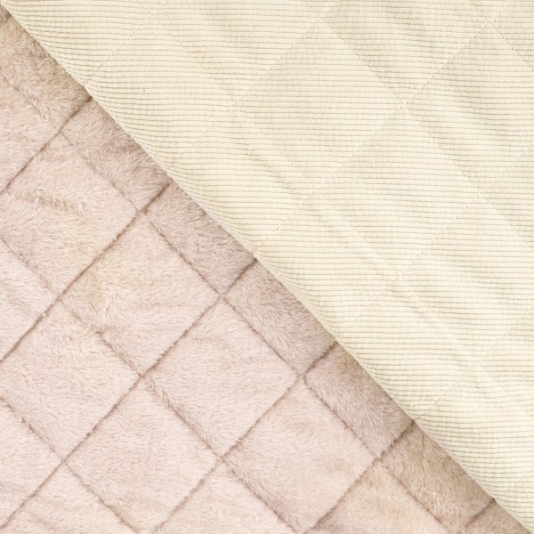 Cord Stepper mit Plüschabseite - Raute - beige