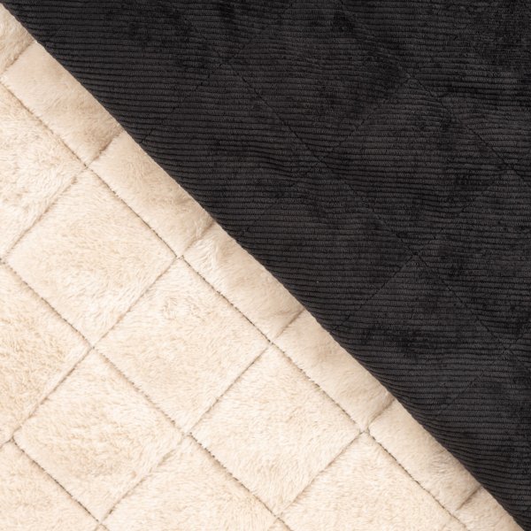 Cord Stepper mit Plüschabseite - Raute - black