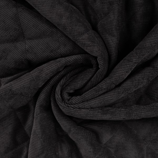Cord Stepper mit Plüschabseite - Raute - black