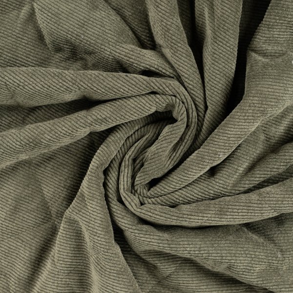 Cord Stepper mit Plüschabseite - Raute - green khaki