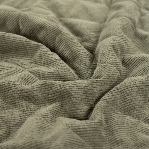 Cord Stepper mit Plüschabseite - Raute - green khaki