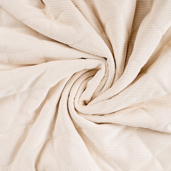 Cord Stepper mit Plüschabseite - Raute - offwhite