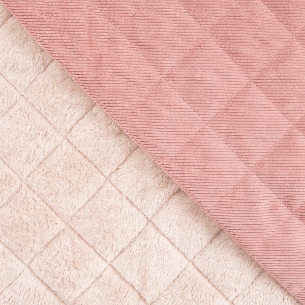 Cord Stepper mit Plüschabseite - Raute - rose