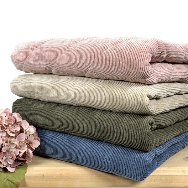 Cord Stepper mit Plüschabseite - Raute - beige