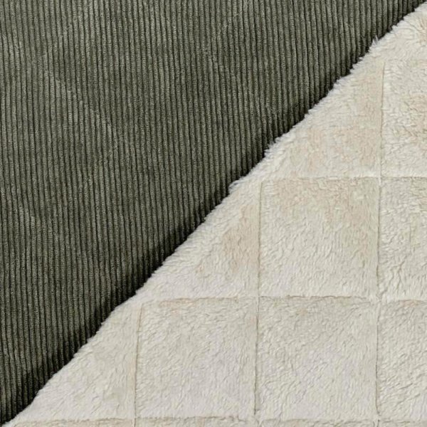 Cord Stepper mit Plüschabseite - Raute - khaki