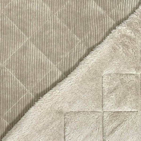 Cord Stepper mit Plüschabseite - Raute - sand