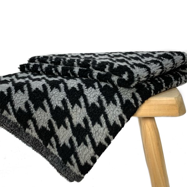 Mantelstoff - Curly Lamb - Houndstooth - grey