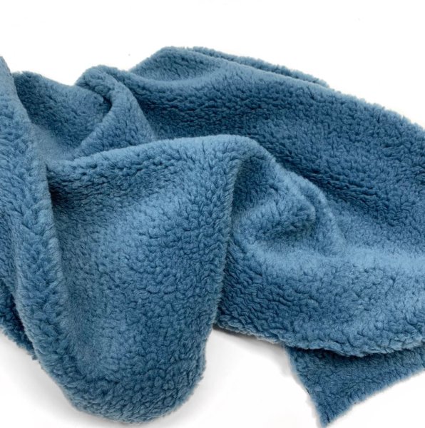 RESTSTÜCK 60cm !!! - Mantelstoff - Curly Lamb - uni - blue