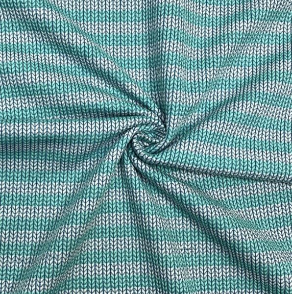 Bio Jacquard Jersey - Knit Knit - Maxistripes - verdino/weiß - Into the wild - Hamburger Liebe - Albstoffe