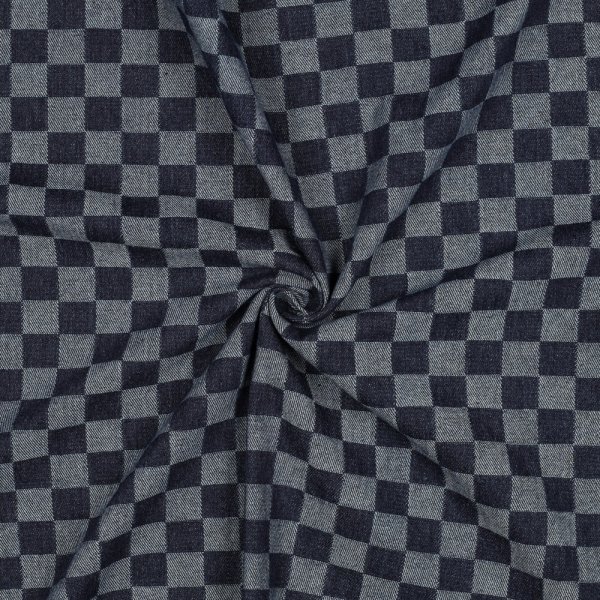 Denim - Jeansstoff - Chess - blue