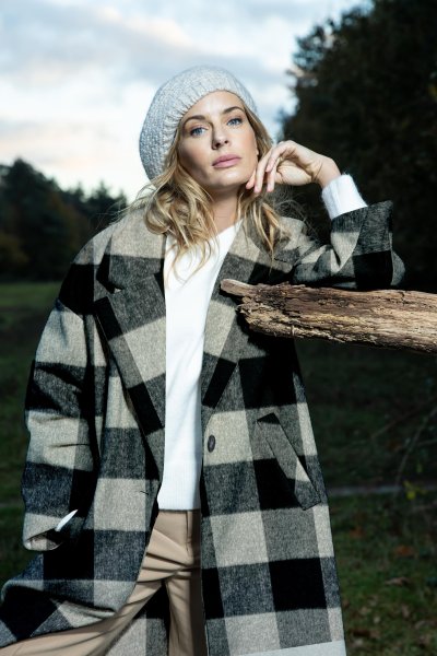 Leichter Mantelstoff - Fathia Check - black/grey