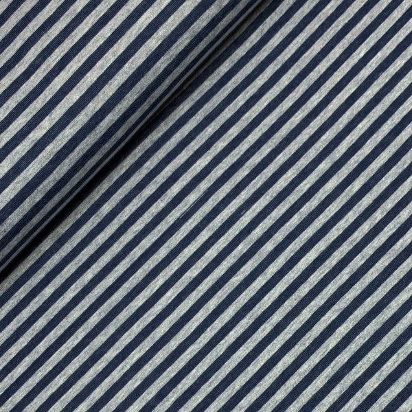 RESTSTÜCK 0,50m !!! - Doubleface Single Jersey - Jeansoptik - Streifen