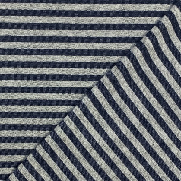 RESTSTÜCK 0,50m !!! - Doubleface Single Jersey - Jeansoptik - Streifen