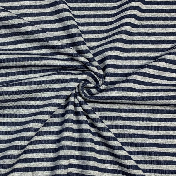 RESTSTÜCK 0,50m !!! - Doubleface Single Jersey - Jeansoptik - Streifen