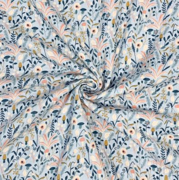 RESTSTÜCK 1,10m !!! - Musselin - Flower Dream Garden - light grey