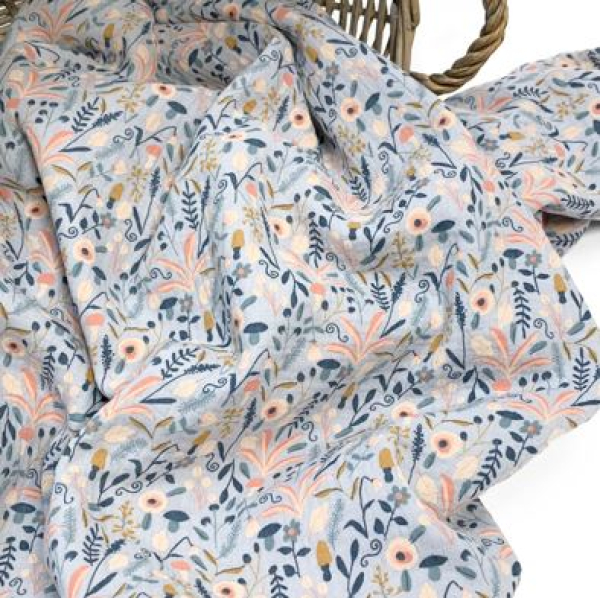 RESTSTÜCK 1,10m !!! - Musselin - Flower Dream Garden - light grey