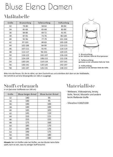 Papierschnittmuster - Bluse Elena - Damen - Fadenkäfer