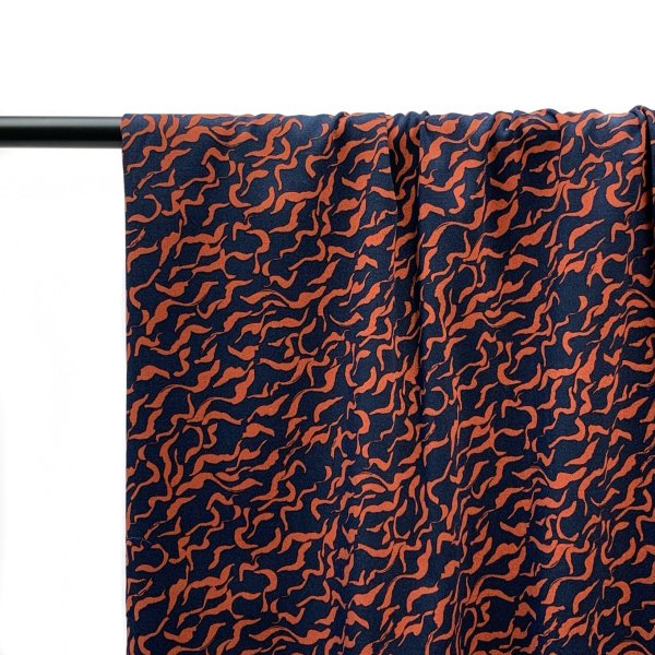 Viskose Stretch - Eleni - navy/rust