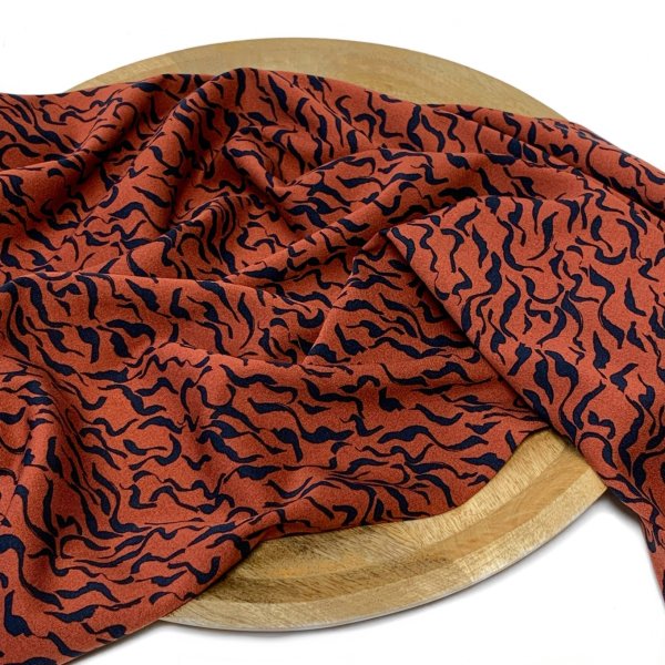 Viskose Stretch - Eleni - rust/black