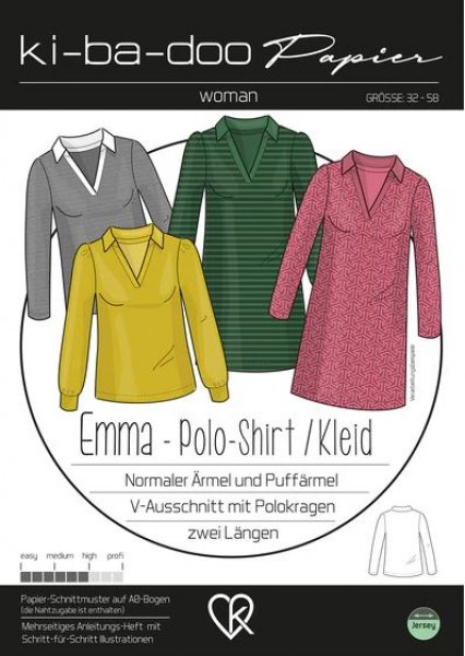 Papierschnittmuster - Emma - Polo Shirt/Kleid - Damen - Kibadoo