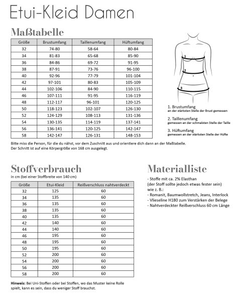 Papierschnittmuster - Etuikleid - Damen - Fadenkäfer