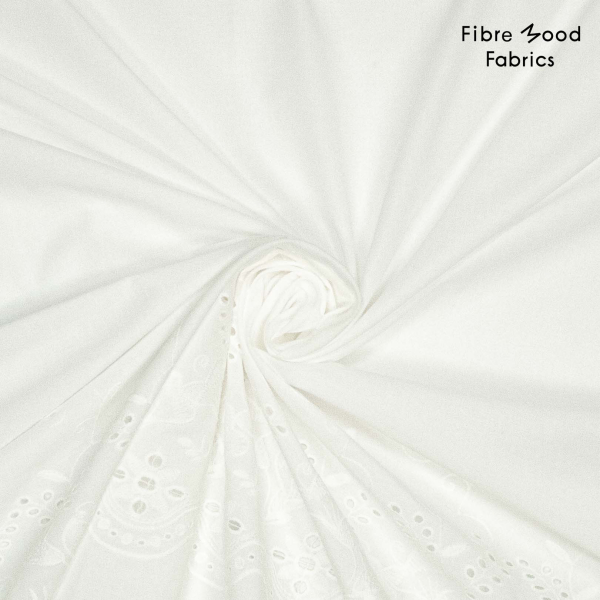 RESTSTÜCK 0,90m !!! - Baumwolle embroidery - uni - white - Fibremood No. 34