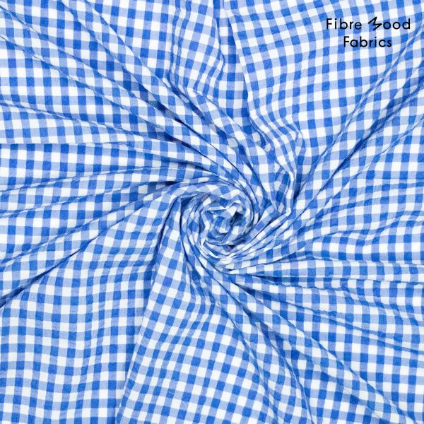 Baumwolle Seersucker - Checks blue/white - Fibremood No. 33