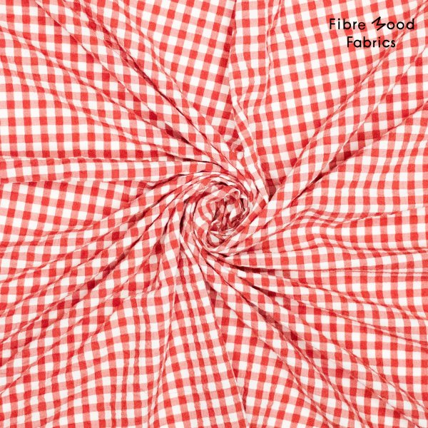 Baumwolle Seersucker - Checks red/white - Fibremood No. 34