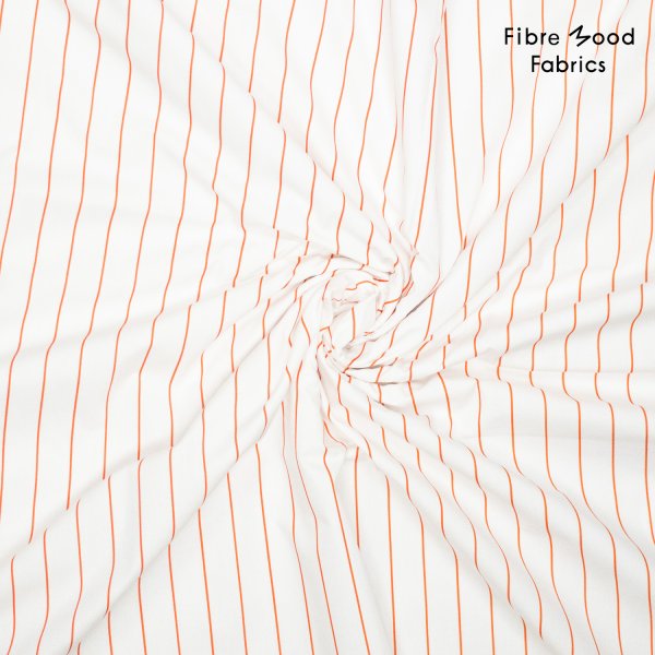 Baumwoll Popeline - stripes - white/orange - Fibremood No. 38