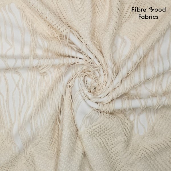 Häckelstrick - Panel - mit Fransen - offwhite - Fibremood No. 39