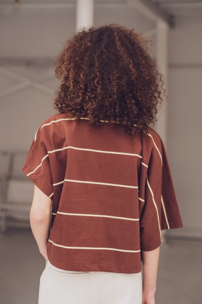 Heavy Single Jersey - Stripes - brown/yellow - Fibremood No. 37