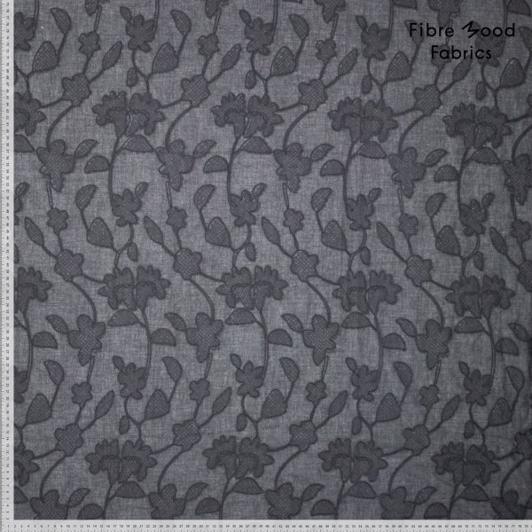 Baumwolle Webware - Embroidery Flowers - black - Fibremood No. 36