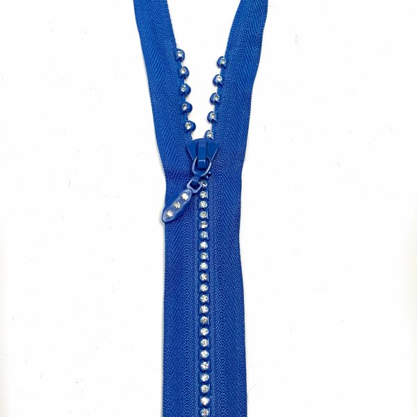 Reißverschluss mit Strass - teilbar - 65cm - blau