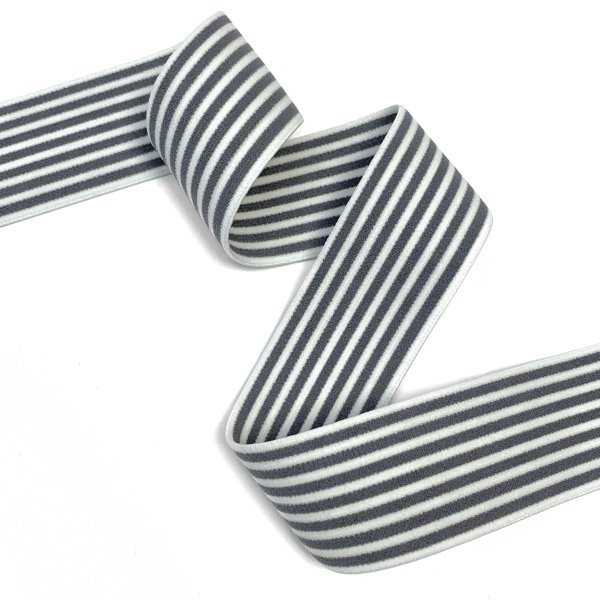 Gummiband - 4cm - gestreift - grau/weiß
