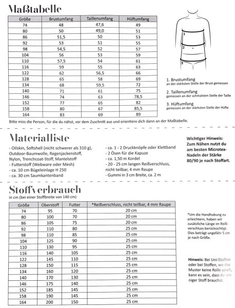 Papierschnittmuster - Windbreaker - Kinder - Fadenkäfer