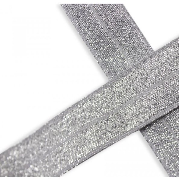 Falzgummi - elastisch - 20mm - grey Glitzer silber