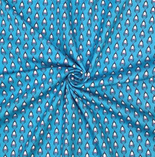 RESTSTÜCK 0,80m !!! - Jersey - Feather mini - blau - Peacock Dreams - Birgit Boley
