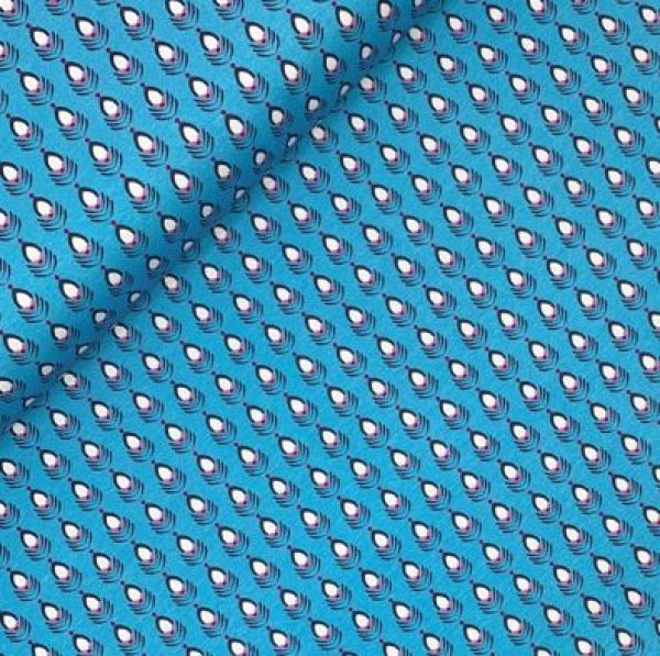 RESTSTÜCK 0,80m !!! - Jersey - Feather mini - blau - Peacock Dreams - Birgit Boley