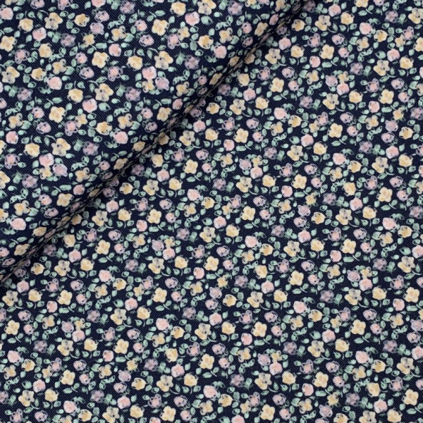 RESTSTÜCK 1,50m !!! - Feincord - Soft Flowers - blue navy