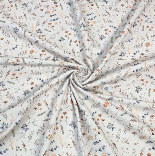Bio Jersey - Fine Flowers - light khaki terra
