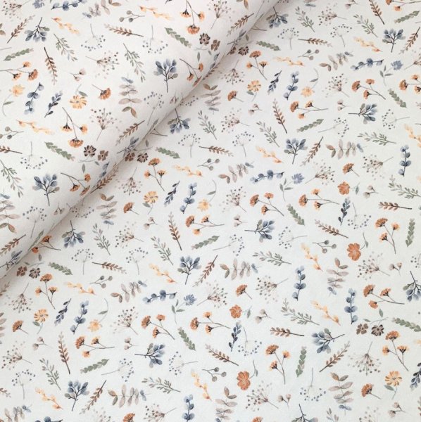 Bio Jersey - Fine Flowers - light khaki terra