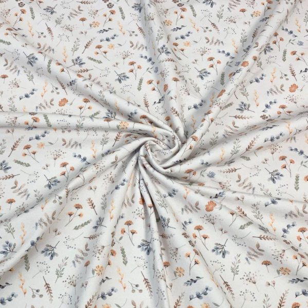 RESTSTÜCK 1,10m !!! - Bio Jersey - Fine Flowers - light khaki terra